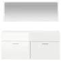 Glänzend weißer Badezimmerschrank aus Holzwerkstoff mit Spiegel von vidaXL, Badezimmermöbel - Ref: Foro24-833888, Preis: 65,6...