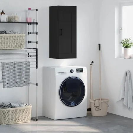 Black engineered wood wall cabinet 34.5x34x90 cm by vidaXL, Sideboards - Ref: Foro24-830501, Price: 50,92 €, Discount: %