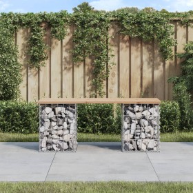Banco de jardín diseño gaviones madera maciza pino 103x31x42 cm