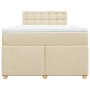 Cama box spring con colchón tela color crema 120x200 cm