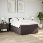 Cama box spring con colchón tela marrón oscuro 140x190 cm