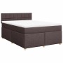 Cama box spring con colchón tela marrón oscuro 140x190 cm