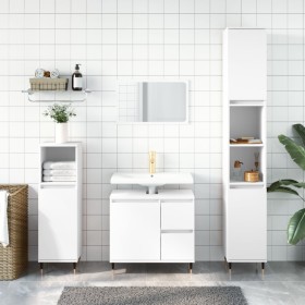 Badezimmerschrank aus weißem Sperrholz, 30 x 30 x 190 cm von vidaXL, Badezimmerwaschtische - Ref: Foro24-831524, Preis: 103,8...