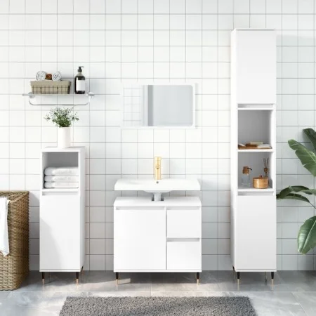 Badezimmerschrank aus weißem Sperrholz, 30 x 30 x 190 cm von vidaXL, Badezimmerwaschtische - Ref: Foro24-831524, Preis: 101,8...