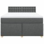 Cama box spring con colchón tela gris oscuro 140x190 cm