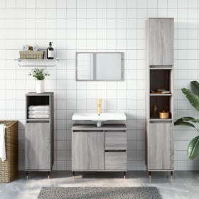 Sonoma gray plywood bathroom cabinet 30x30x190 cm by vidaXL, bathroom vanities - Ref: Foro24-831530, Price: 82,95 €, Discount: %