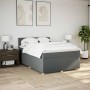 Cama box spring con colchón tela gris oscuro 140x200 cm