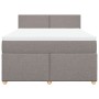 Cama box spring con colchón tela gris taupe 140x200 cm
