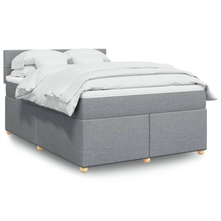 Cama box spring con colchón tela gris claro 140x200 cm en Camas y somieres | Comprar online en Foro24