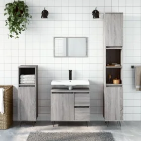 Badezimmerschrank aus grauem Sonoma-Sperrholz, 30x30x190 cm. von vidaXL, Badezimmermöbel - Ref: Foro24-831538, Preis: 83,26 €...