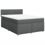 Cama box spring con colchón tela gris oscuro 140x200 cm