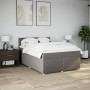 Cama box spring con colchón tela gris taupe 140x200 cm