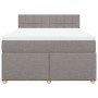 Cama box spring con colchón tela gris taupe 140x200 cm