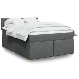 Cama box spring con colchón tela gris oscuro 140x200 cm en Camas y somieres | Comprar online en Foro24