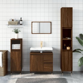 Armario de baño madera contrachapada roble marrón 30x30x190 cm