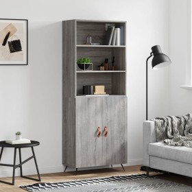 Aparador alto madera contrachapada gris sonoma 69,5x34x180 cm de vidaXL, Aparadores - Ref: Foro24-3189227, Precio: 137,53 €, ...
