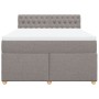 Cama box spring con colchón tela gris taupe 140x200 cm