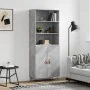Aparador alto madera contrachapada gris hormigón 69,5x34x180 cm de vidaXL, Aparadores - Ref: Foro24-3189225, Precio: 124,23 €...