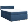 Cama box spring con colchón tela azul 140x200 cm en Camas y somieres | Comprar online en Foro24