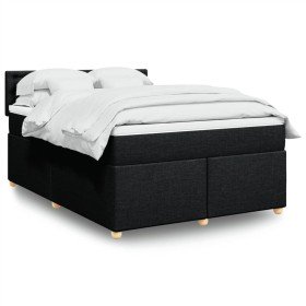 Cama box spring con colchón tela negro 140x200 cm en Camas y somieres | Comprar online en Foro24