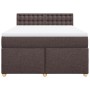 Cama box spring con colchón tela marrón oscuro 140x200 cm