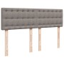 Cama box spring con colchón tela gris taupe 140x200 cm
