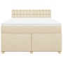 Cama box spring con colchón tela color crema 140x200 cm
