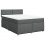 Cama box spring con colchón tela gris oscuro 160x200 cm