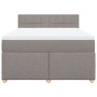 Cama box spring con colchón tela gris taupe 160x200 cm