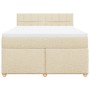 Cama box spring con colchón tela color crema 160x200 cm