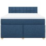 Cama box spring con colchón tela azul 160x200 cm