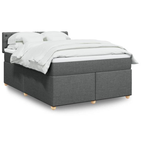 Cama box spring con colchón tela gris oscuro 160x200 cm en Camas y somieres | Comprar online en Foro24