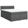 Cama box spring con colchón tela gris oscuro 160x200 cm en Camas y somieres | Comprar online en Foro24
