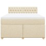 Cama box spring con colchón tela color crema 160x200 cm