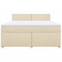 Cama box spring con colchón tela color crema 180x200 cm