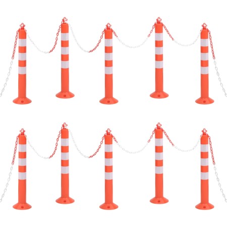 Traffic control bollards 10 pcs with PE chain 75 cm by vidaXL, Road and traffic signs - Ref: Foro24-150964, Price: 213,11 €, ...