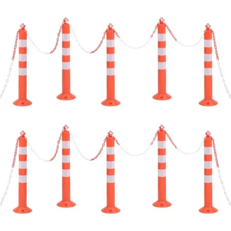 Traffic control bollards 10 pcs with PE chain 75 cm by vidaXL, Road and traffic signs - Ref: Foro24-150964, Price: 210,44 €, ...
