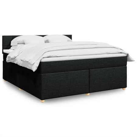 Cama box spring con colchón tela negro 180x200 cm en Camas y somieres | Comprar online en Foro24