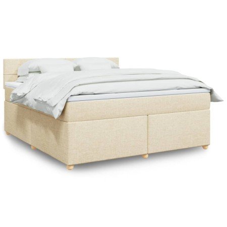 Cama box spring con colchón tela color crema 180x200 cm en Camas y somieres | Comprar online en Foro24