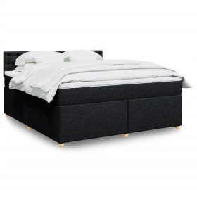 Cama box spring con colchón tela negro 180x200 cm Cama box spring con colchón tela negro 180x200 cm