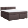 Cama box spring con colchón tela marrón oscuro 180x200 cm