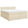 Cama box spring con colchón tela color crema 180x200 cm