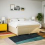 Cama box spring con colchón tela color crema 180x200 cm