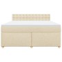 Cama box spring con colchón tela color crema 180x200 cm