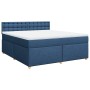 Cama box spring con colchón tela azul 180x200 cm