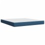 Cama box spring con colchón tela azul 180x200 cm