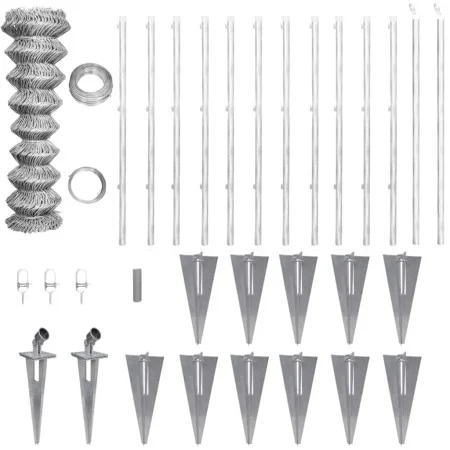 Valla metálica con estacas postes acero galvanizado 15x0,8 m de vidaXL, Paneles de vallas - Ref: Foro24-141506, Precio: 233,4...