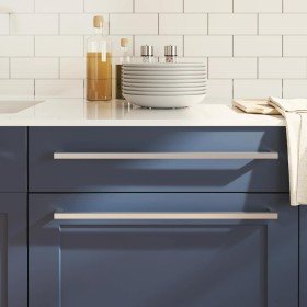 Tiradores para armarios 5 uds acero inoxidable plateado 480 mm