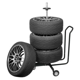 Carpoint Soporte móvil para ruedas con cubierta aluminio negro