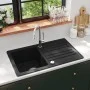 Granite kitchen sink with black bowl and drainer by vidaXL, Sinks - Ref: Foro24-141669, Price: 201,92 €, Discount: %